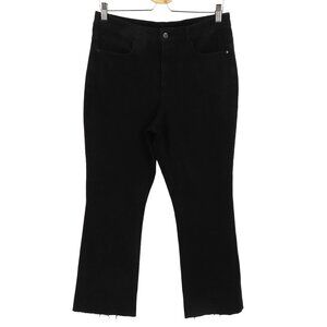 Commando Womens Large Solid Black Raw Hem Flat Front Denim Jeans Pants Pockets